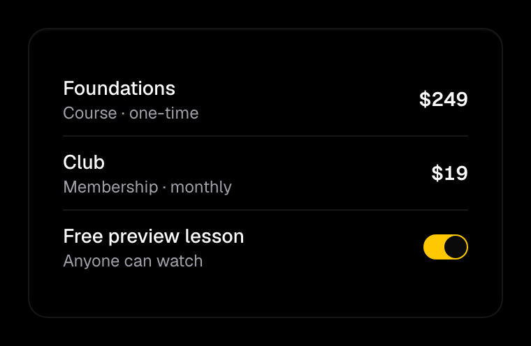 A course and a membership tier priced in Alto
